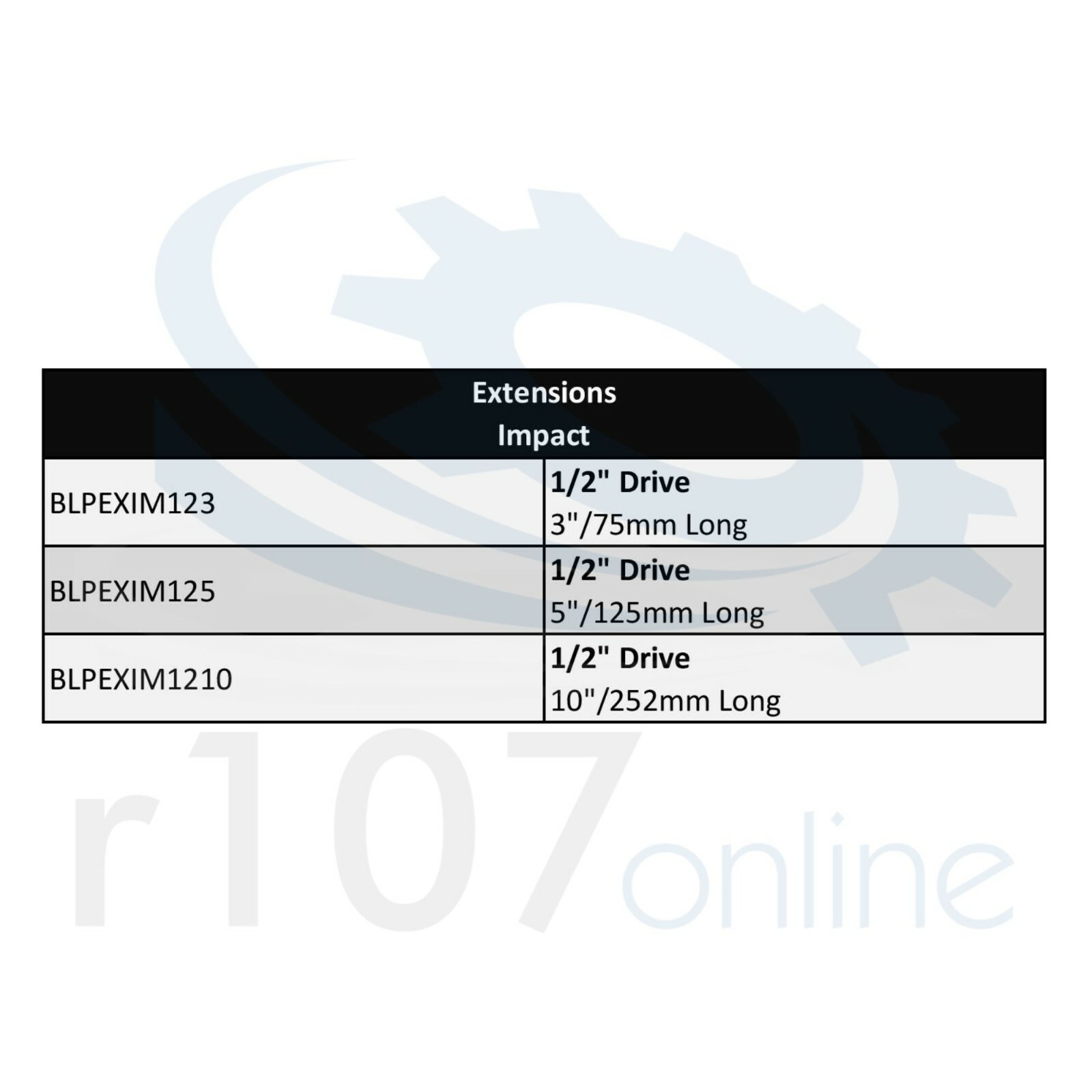 Blue Point 1/2″ IMPACT Extensions 3″, 5″ & 10″ – As sold by Snap On