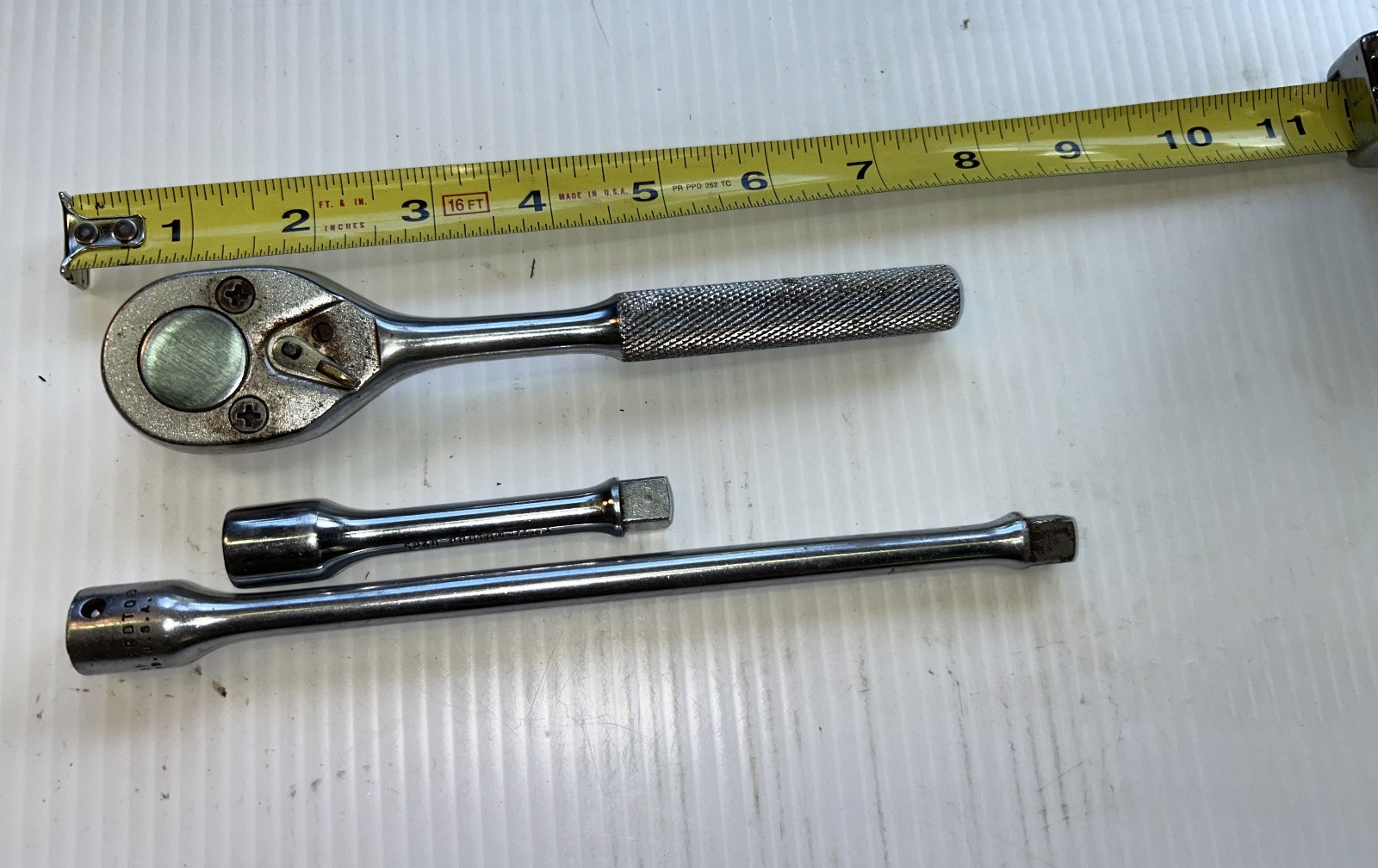 Proto 3/8 inch drive pear head ratchet #5249 with two extensions