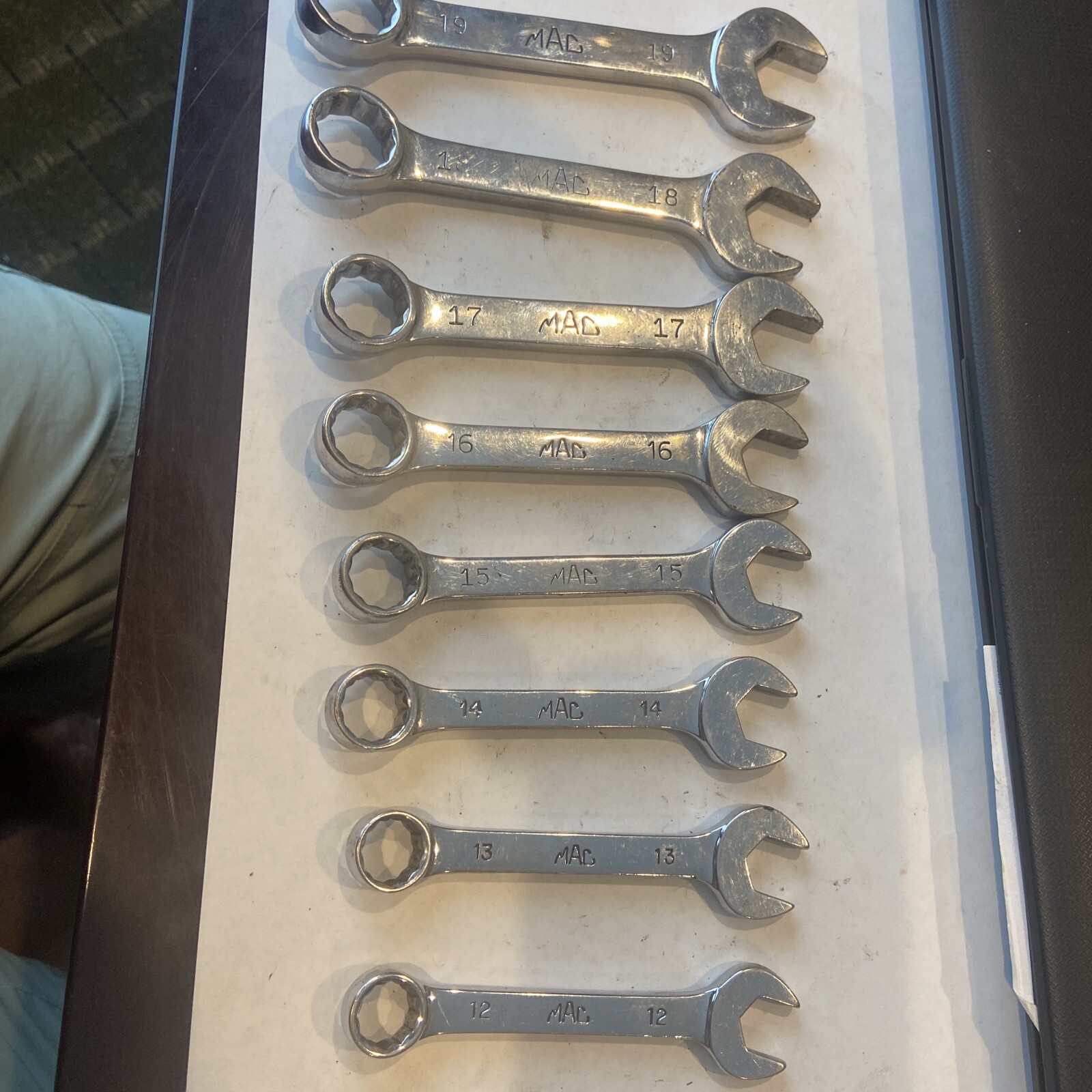 MAC TOOLS METRIC 12-POINT SHORT COMBINATION WRENCH SET 8pcs 12mm Thru 19mm