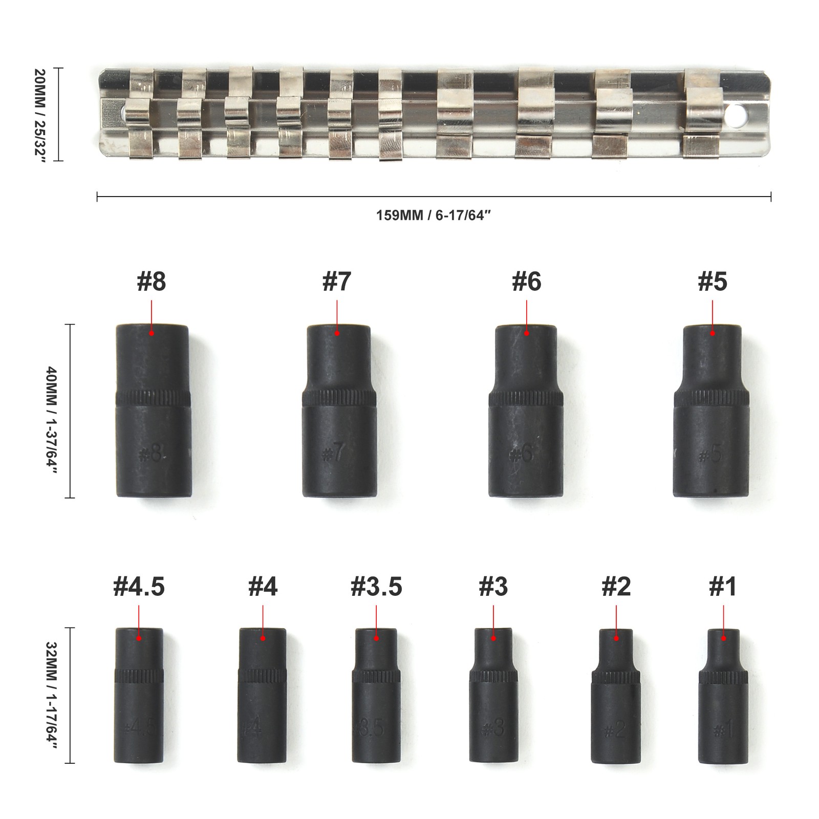 1/4″ 3/8″Dr Tap Socket Set Magnetic Tap Holders Kit Set Thread Cutting Tool 10pc