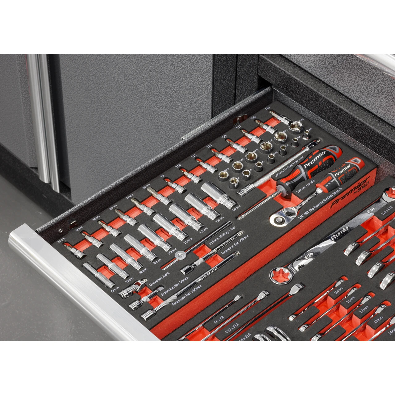 Sealey Tools TBT40 Socket Bit Ext Bar & Ratchet 1/4 D Set In EVA Foam Tray TBTCH