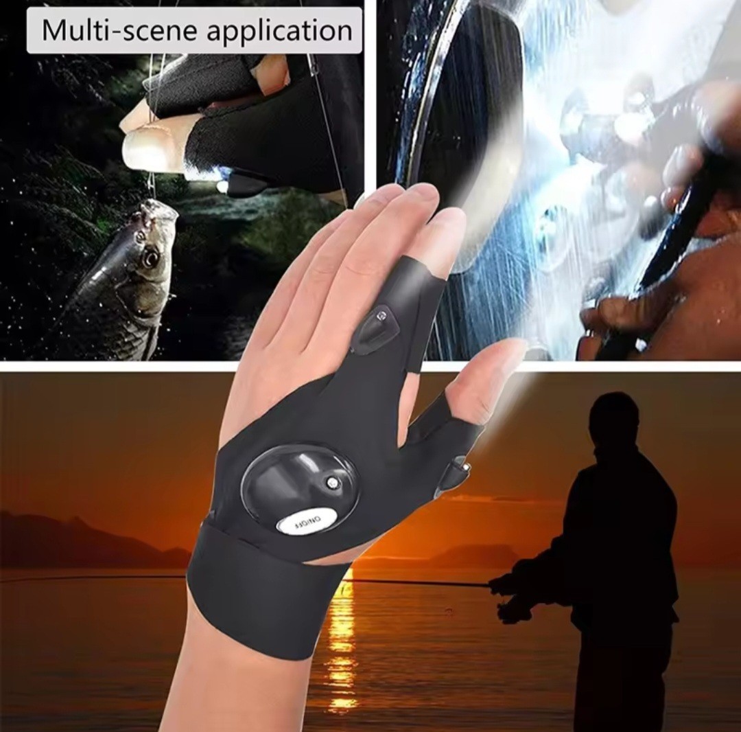 1 Pair LED Flashlight Gloves for Outdoor Fishing Camping Hiking Gloves Men Women