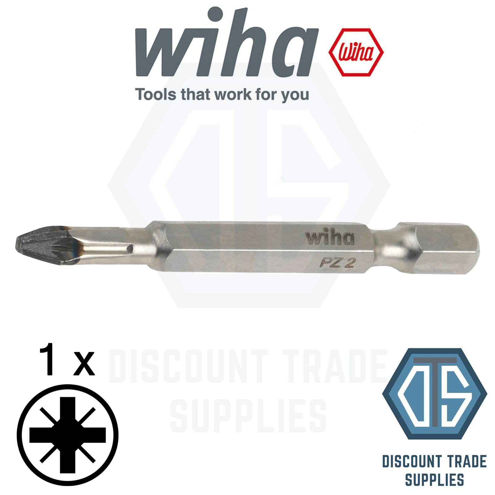 1 x Wiha 33846 DIAMOND TORSION BIT PZ2 x 50mm
