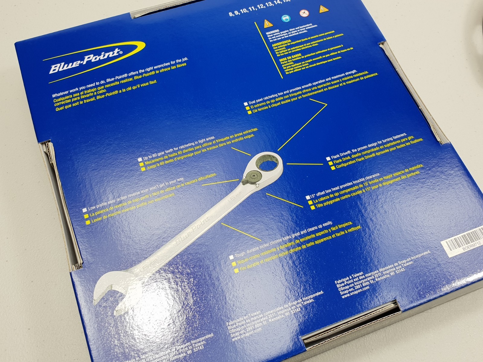 Blue Point 8-19mm Ratchet Spanner Set BOERM712 – As sold by Snap On.