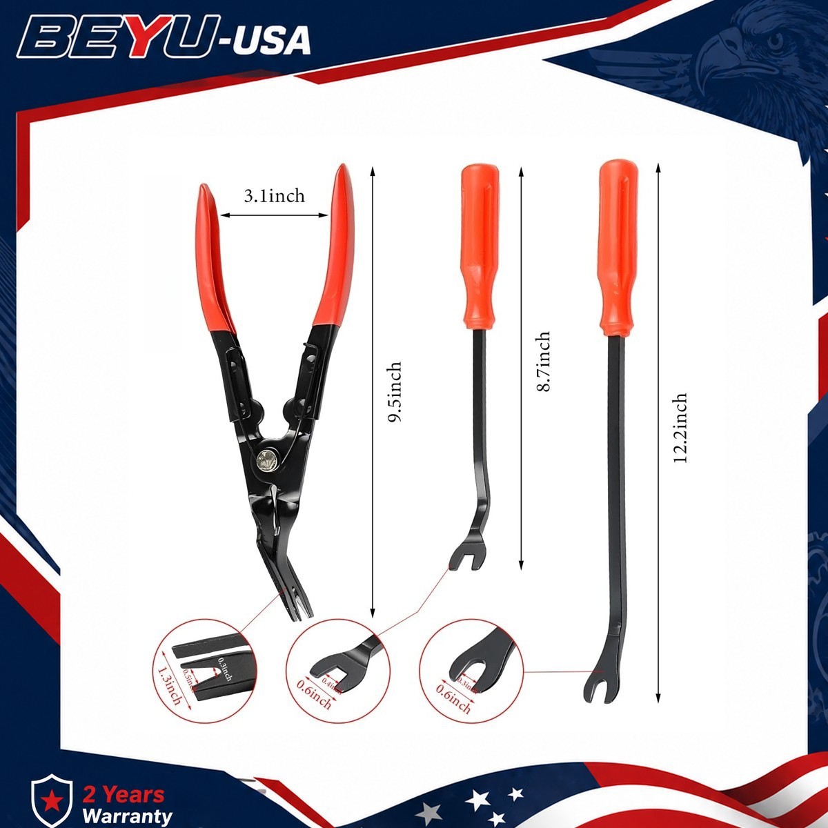 3 Pcs Auto Clip Pliers Set And Fastener Removercar Trim Rivet Removal Pry Tool
