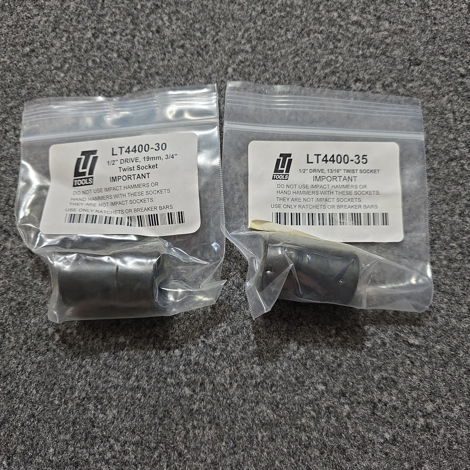 Twist Impact Sockets LTI Tools 1/2″ Drive 3/4″ & 13/16″ LT4400 2pk Lot New