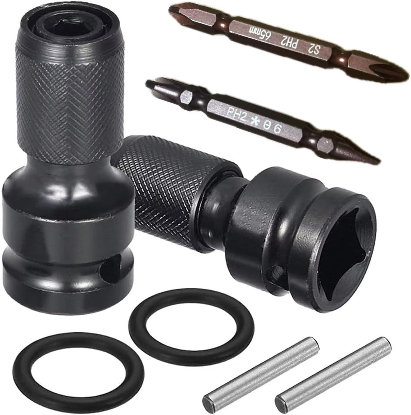 Durable 8Pcs Square to Hex Socket Adapter Set with Magnetic Screwdriver Bits