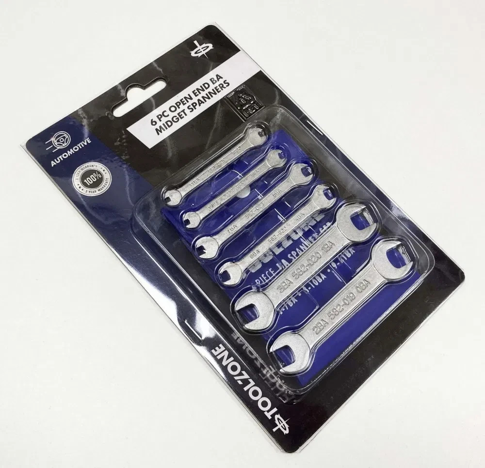 Toolzone Elite BA Spanner Set 6 Pc Open Ended 0BA – 11BA Spanners Model SP146