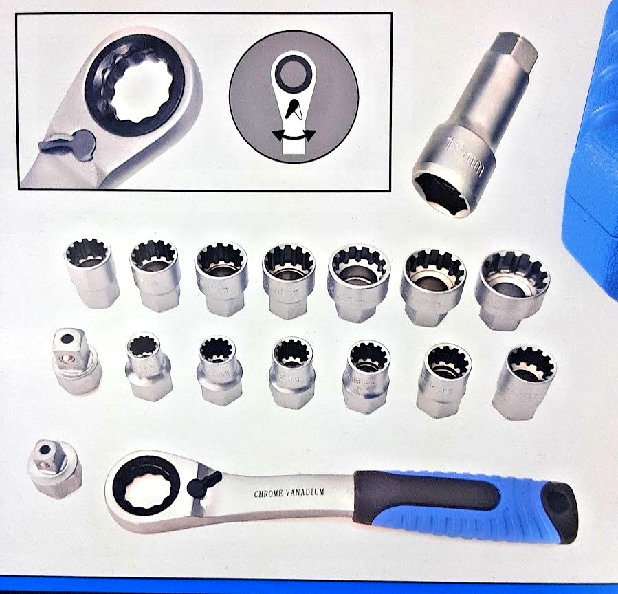 17-PC Metric 3/8″ and 1/2″ Driver GO THROUGH Pass-go-thru Socket Ratcheting SET