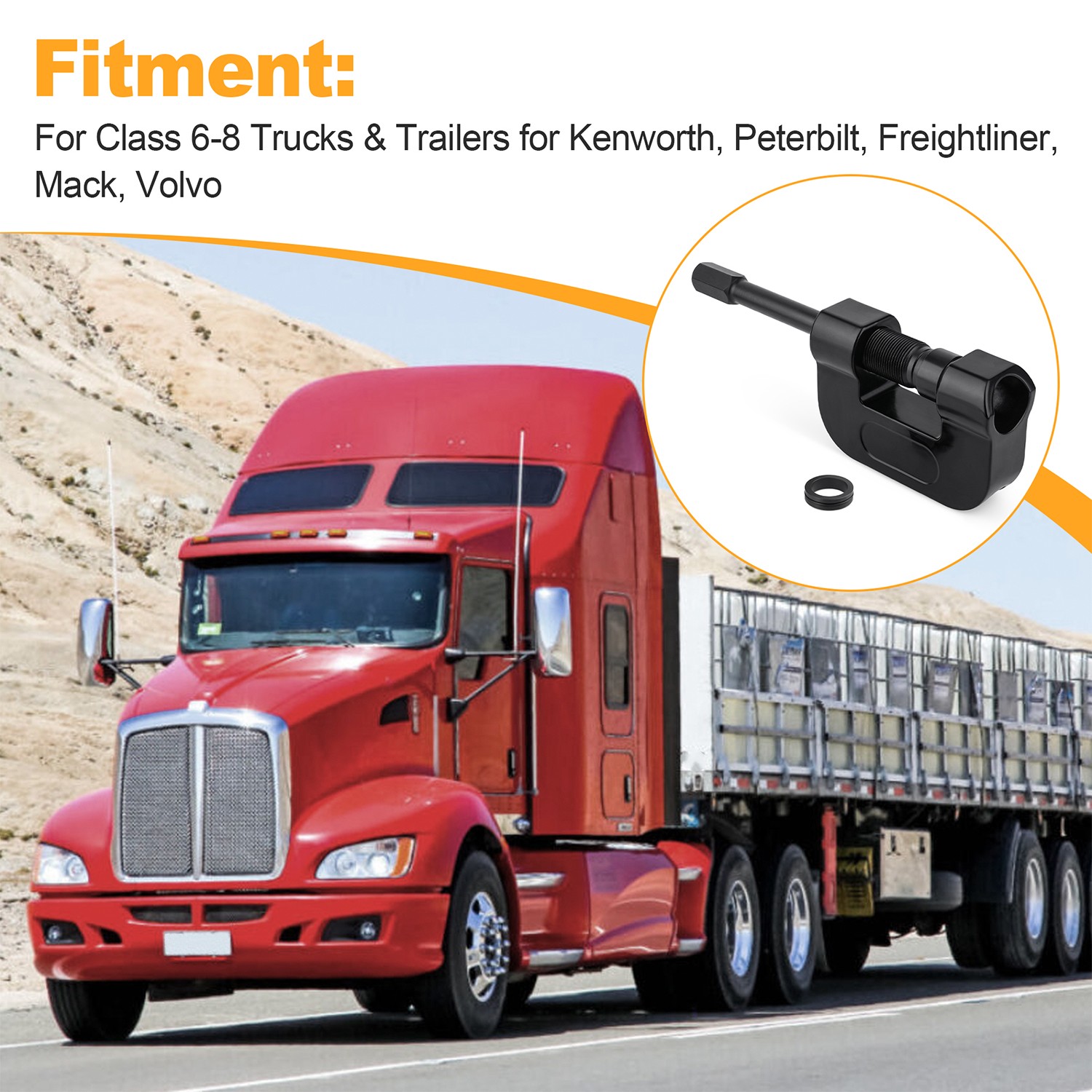 Heavy Duty Brake Anchor Pin Press Tool for Class 6-8 Trucks & Trailers