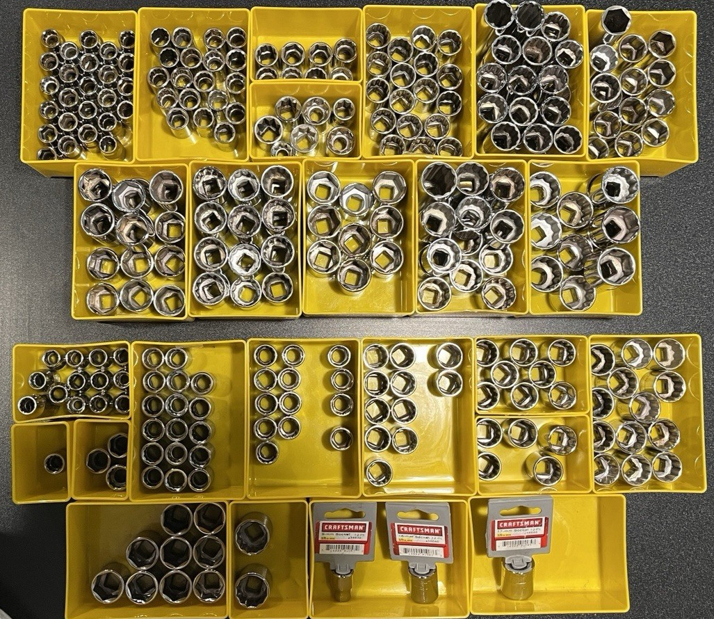 Craftsman Made in USA 296 Socket Lot – 3/8 Drive Metric SAE Cleaned Resale Ready
