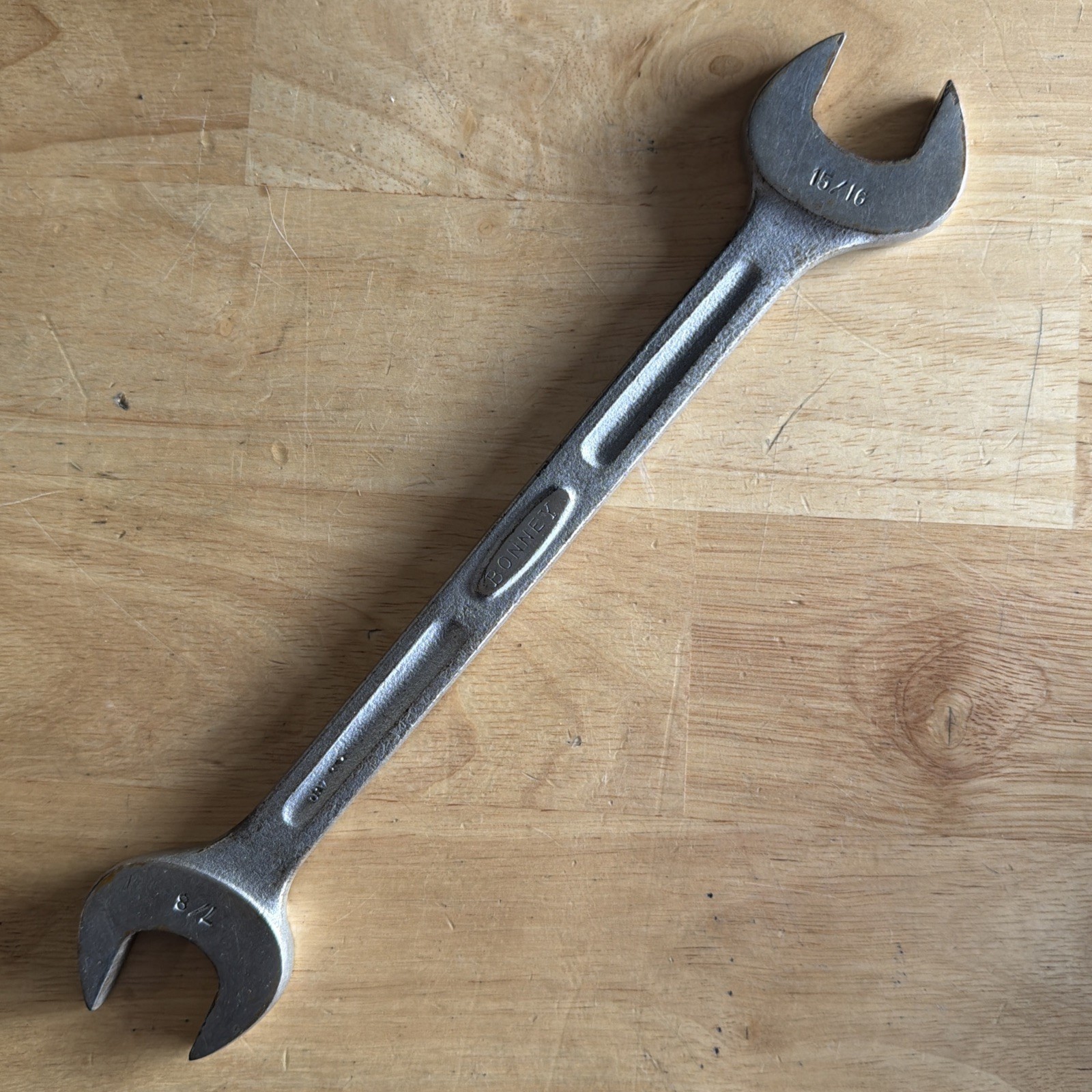 Bonney Tools 7/8″ x 15/16″ Double Open End Wrench E2830 Vintage Made in USA