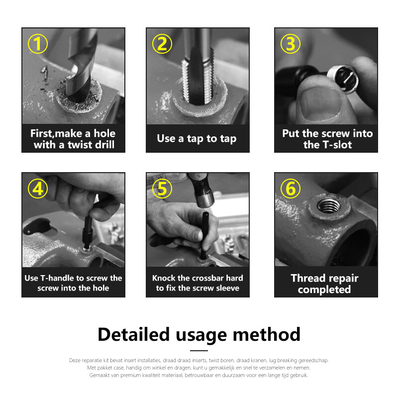 25PCS Thread Repair Kit HSS Twist Drill Bit Set Metric Helicoil M3 M6 M8 M12