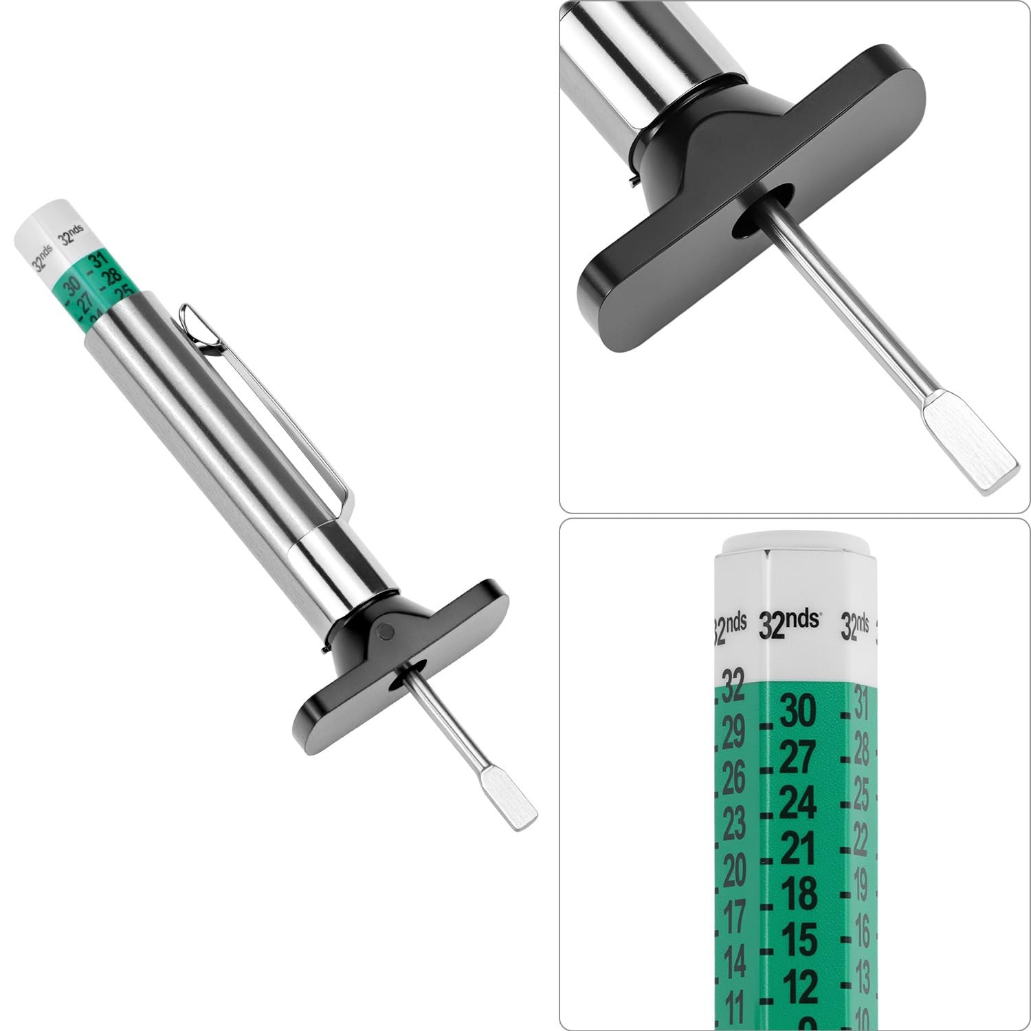 Tire Tread Depth Gauge 2Pack + Brake Pad Thickness Gauge Set, ColorCoded 1/32…