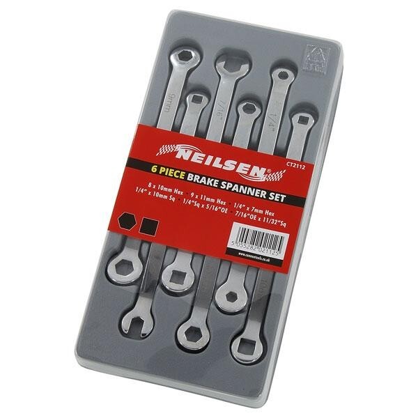 6 Piece Brake Spanner Tool Set – square and hex – METRIC AND IMPERIAL CT2112