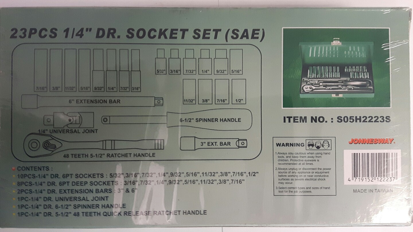 Jonnesway S05H2223S 23 Pcs Socket Set SAE 5/32″ – 1/2