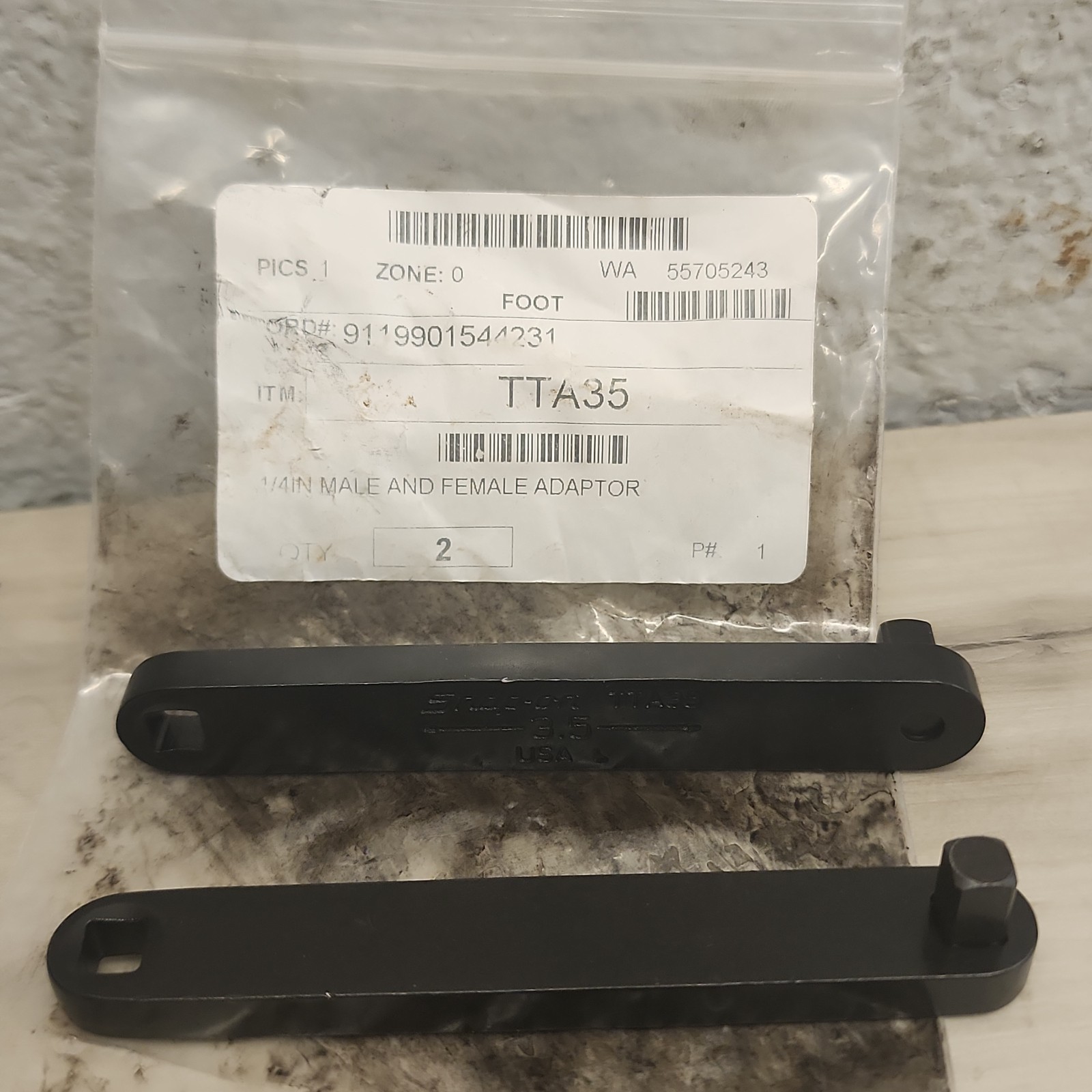 Lot of 2 Snap On Tools 1/4″ Drive Female/Male Torque Adaptor, Part# TTA35