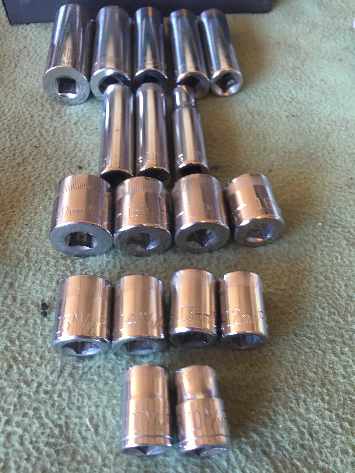 Craftsman Vintage Metric mm 12-6 Point Socket Set lot of 39-V-VV Great Condition