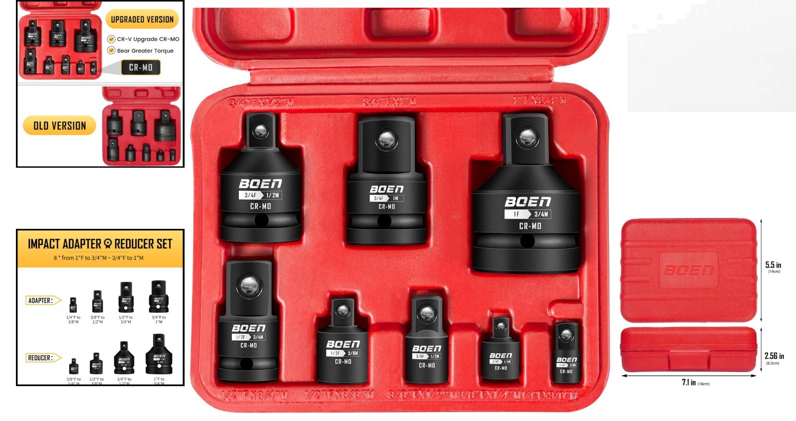 Complete 8-Piece Impact Adapter Set – Enhanced Durability and Storage Case