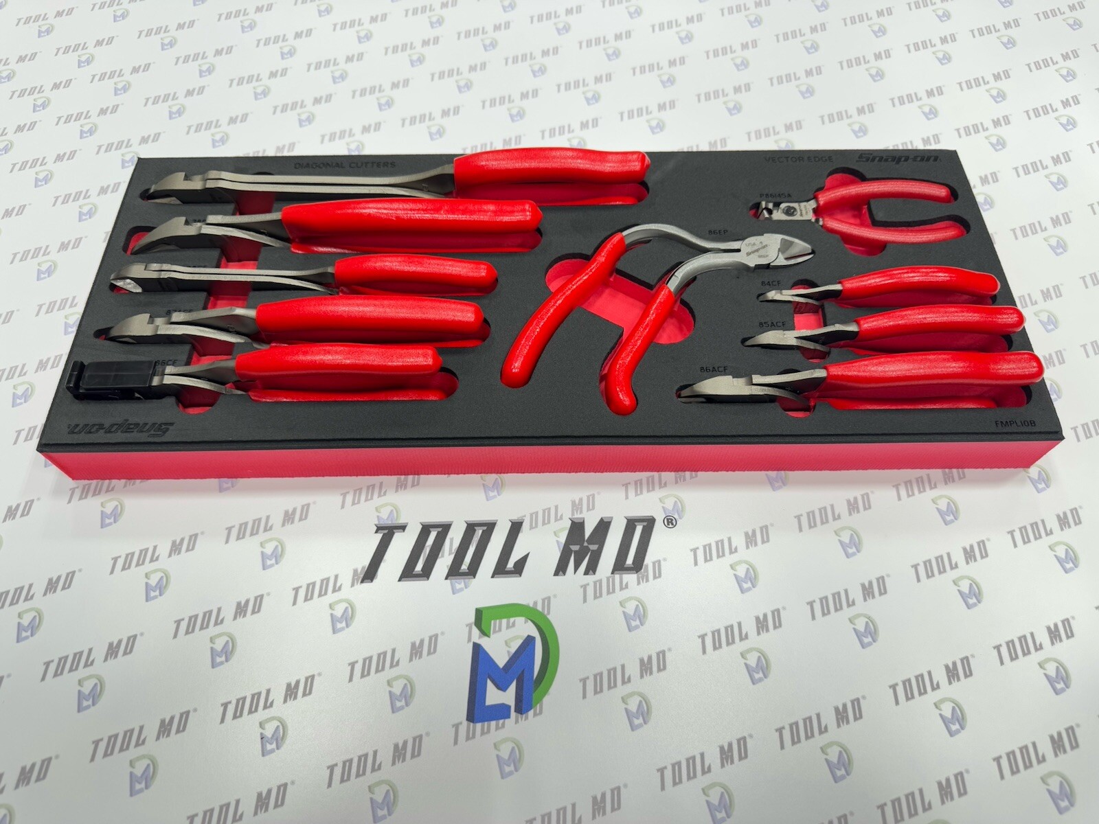 Snap-on Tools USA NEW RED 10-Piece Diagonal Cutter Pliers Foam Set PLDC1000FR