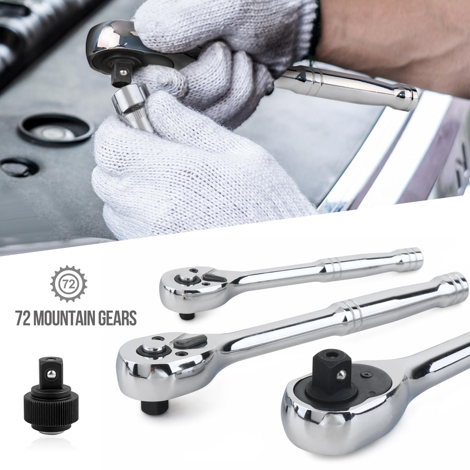 201-Piece Mechanic Socket Tool Set – SAE & Metric, Chrome-Vanadium Steel, Portab
