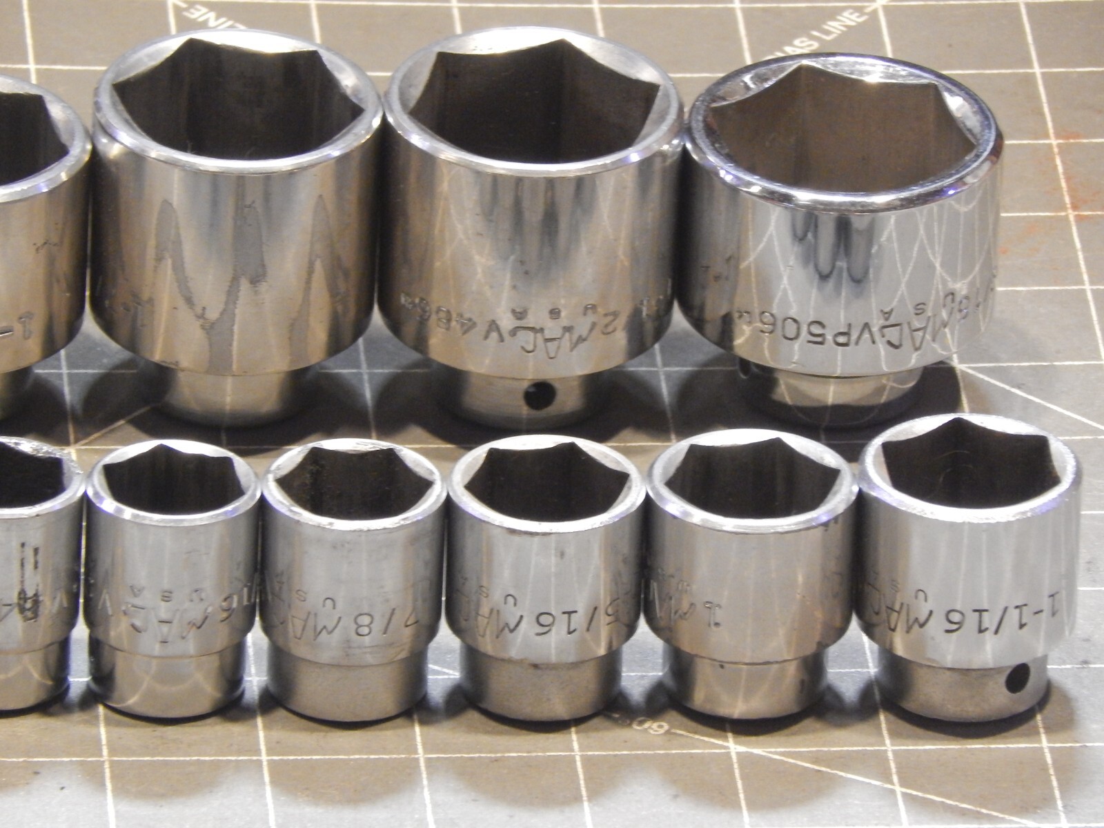Mac 19 OF 20Pc SAE 1/2″ Drive Shallow Socket Set 3/8″ 1 9/16″ 6Pt Dr V Chrome