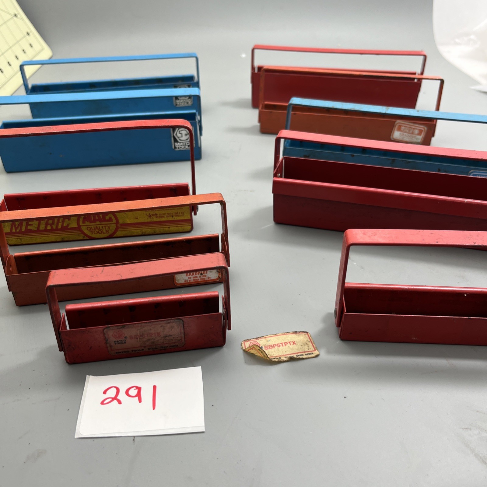 10 Mac & MATCO Tools vtg Metal Socket Holder Tray Red BLUE USA rear