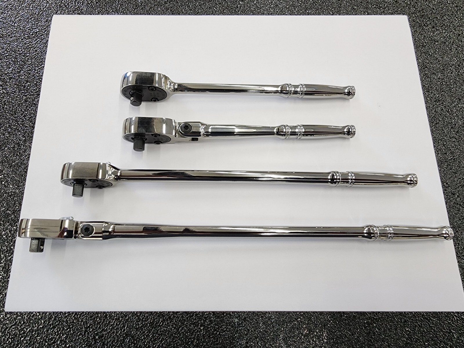 Snap-on Tools USA NEW 4-Piece 1/4″ Drive Fixed & Flex Head Chrome Ratchet Set