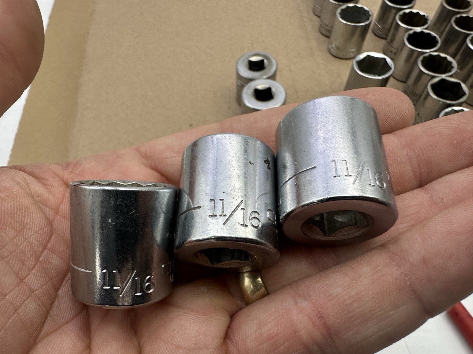 Vintage Craftman VV 49pc Set SAE 3/8″ Dr 12/6 Pt Socket Lot – 3/8-3/4” Vtg USA