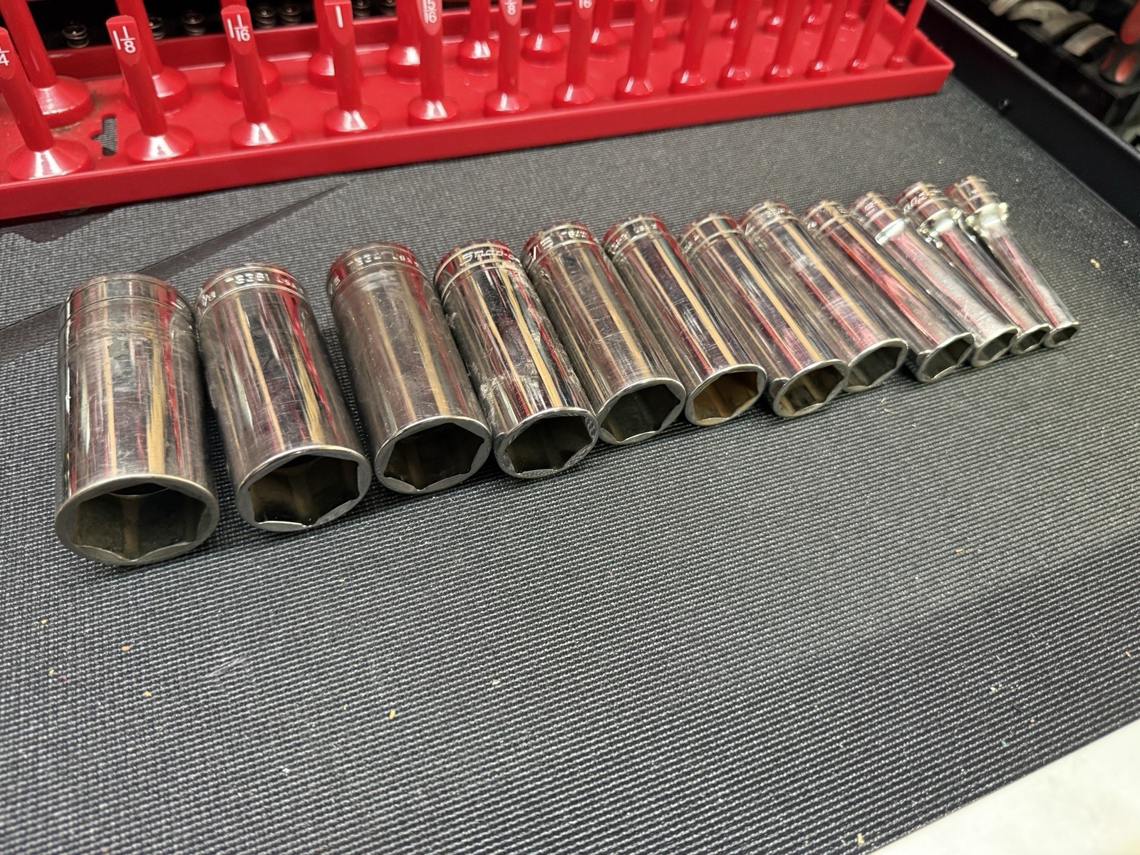 Snap On 1/2” Drive Deep Well Chrome Socket Set 12pc 3/8-1 3/16”