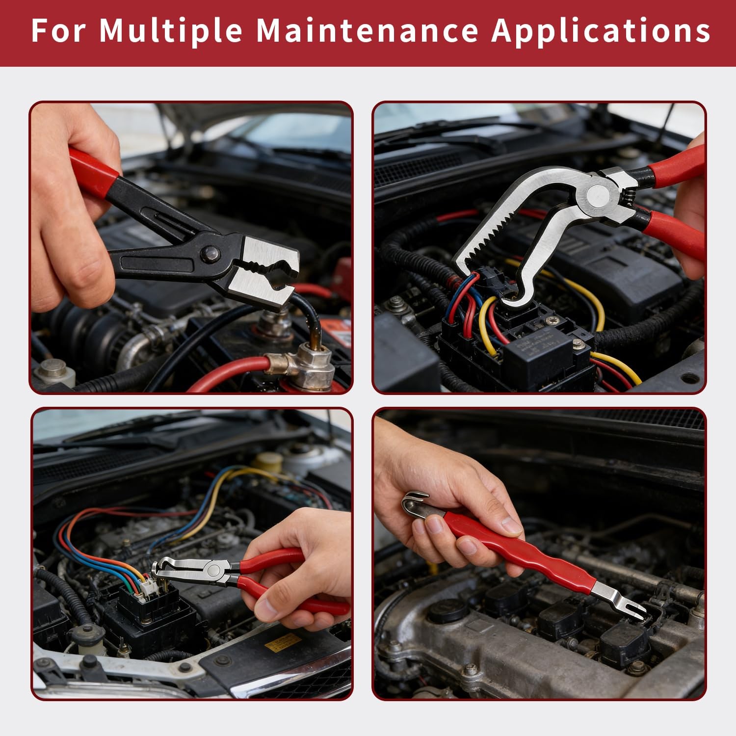 4 Piece Automotive Electrical Disconnect Pliers Set for Cars – 4.1, Red 4pcs
