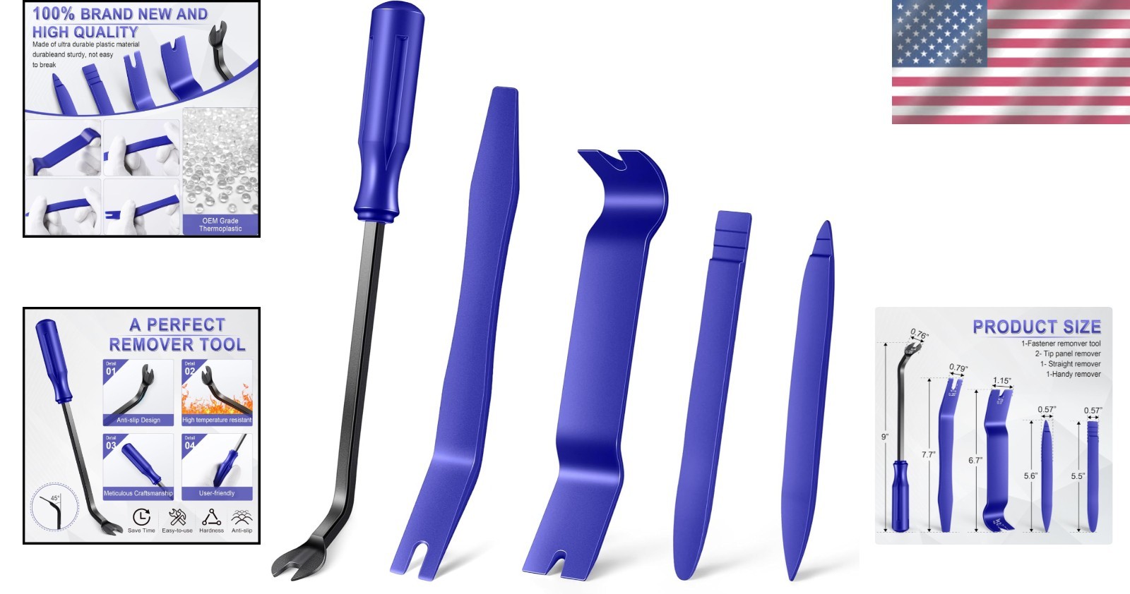 Durable 5-Piece Interior Trim Pry Tool Set – Scratch-Safe for Vehicles