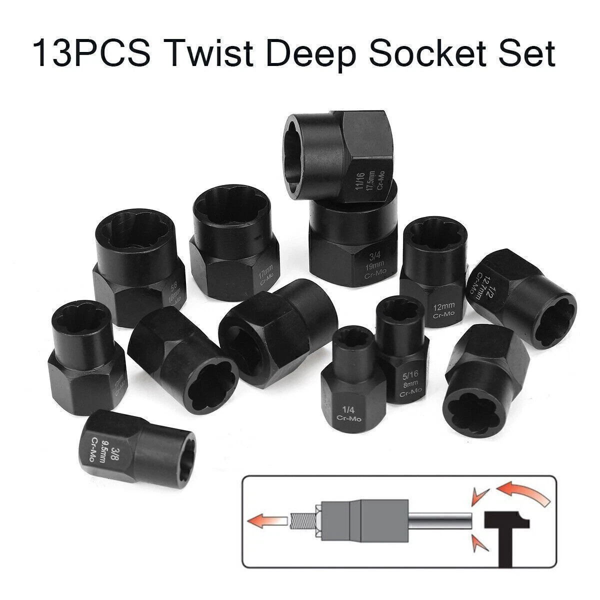 15 Pcs Nut & Bolt Extractor Kit, of Bolt Removal Tool Set, Extractor Socket Tool