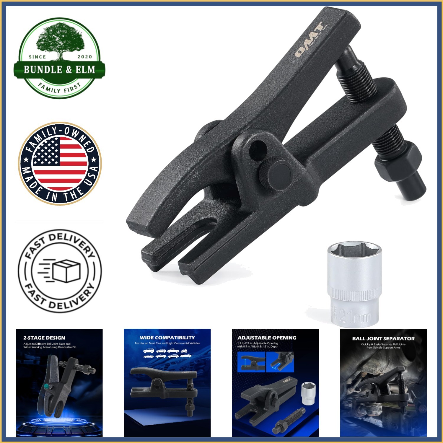 Automotive Ball Joint Extractor with Adjustable Fit for Most Vehicles