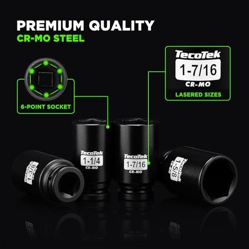 14-Piece 3/4″ Drive Deep Impact Socket Set, Heavy Duty Cr-Mo SAE for Large Vehic