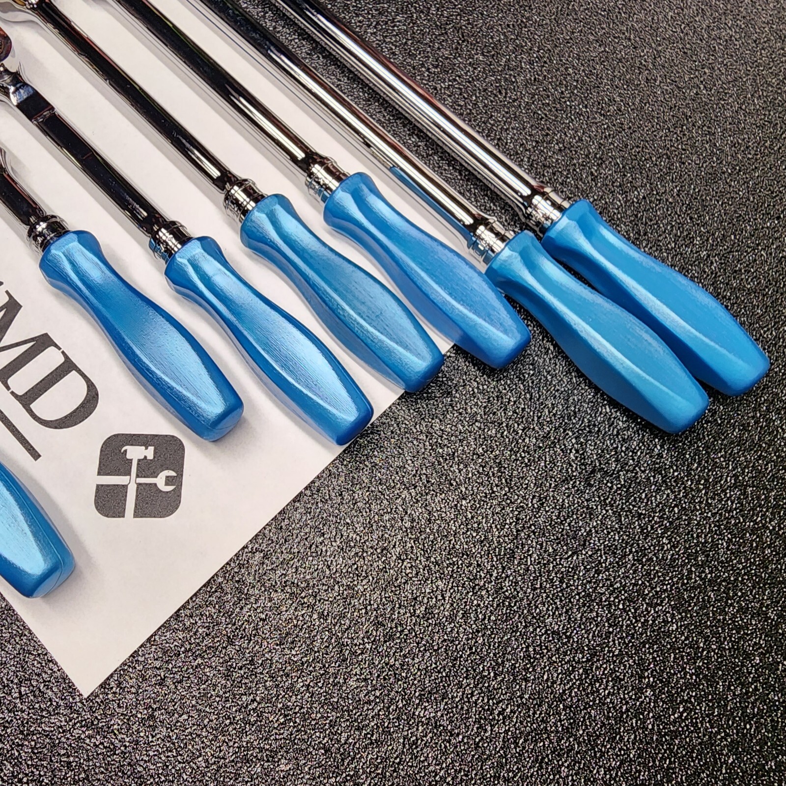 Snap-on Tools USA NEW 8pc PEARL BLUE 3/8″ Drive Fixed & Flex Head Ratchet Set