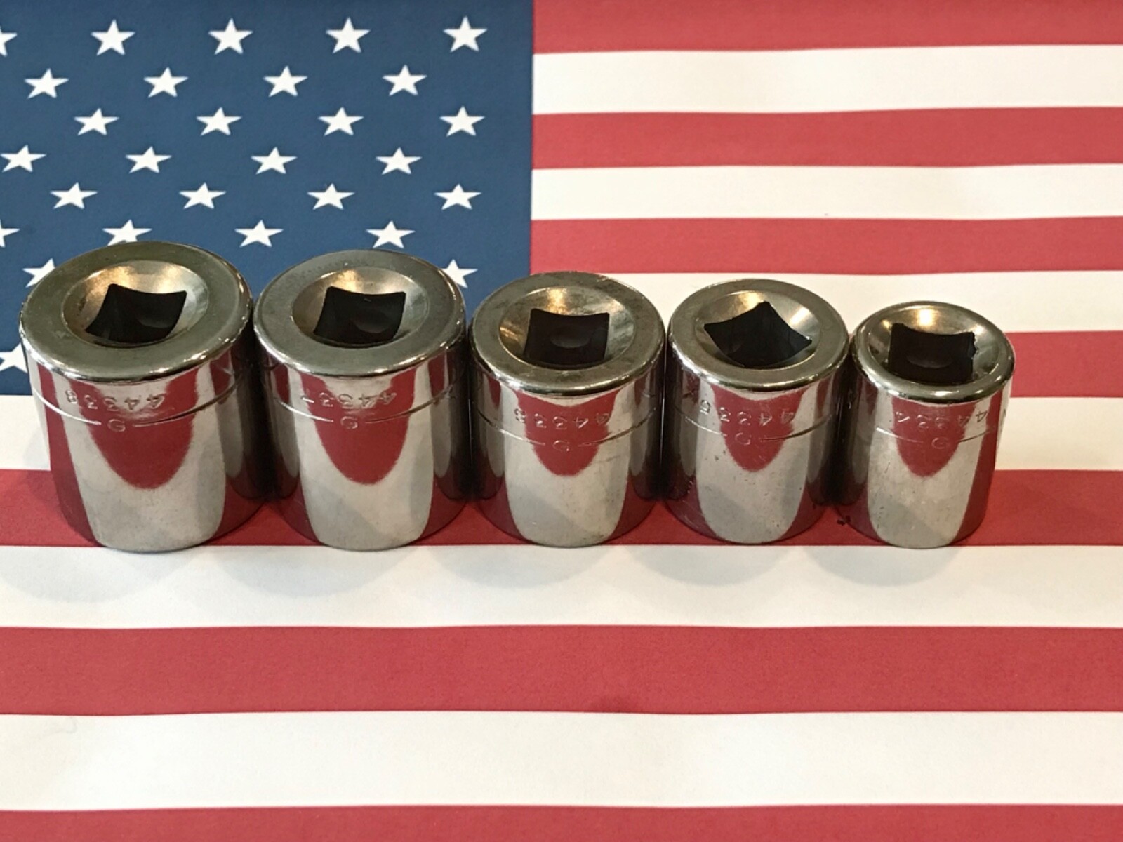 Vintage NOS Craftsman SAE, 3/8 Drive, 12 Pt, Inverted G, 5-Piece Socket Set USA