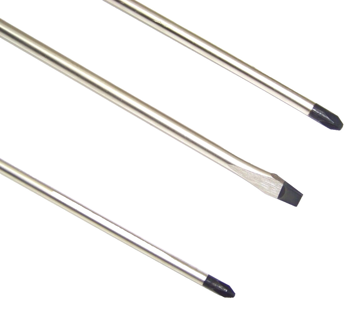 3pc 16″ long Screwdriver Heat Treated CR-V Steel PH2 x16″ PH3 x16″ Flat 5/16×16″