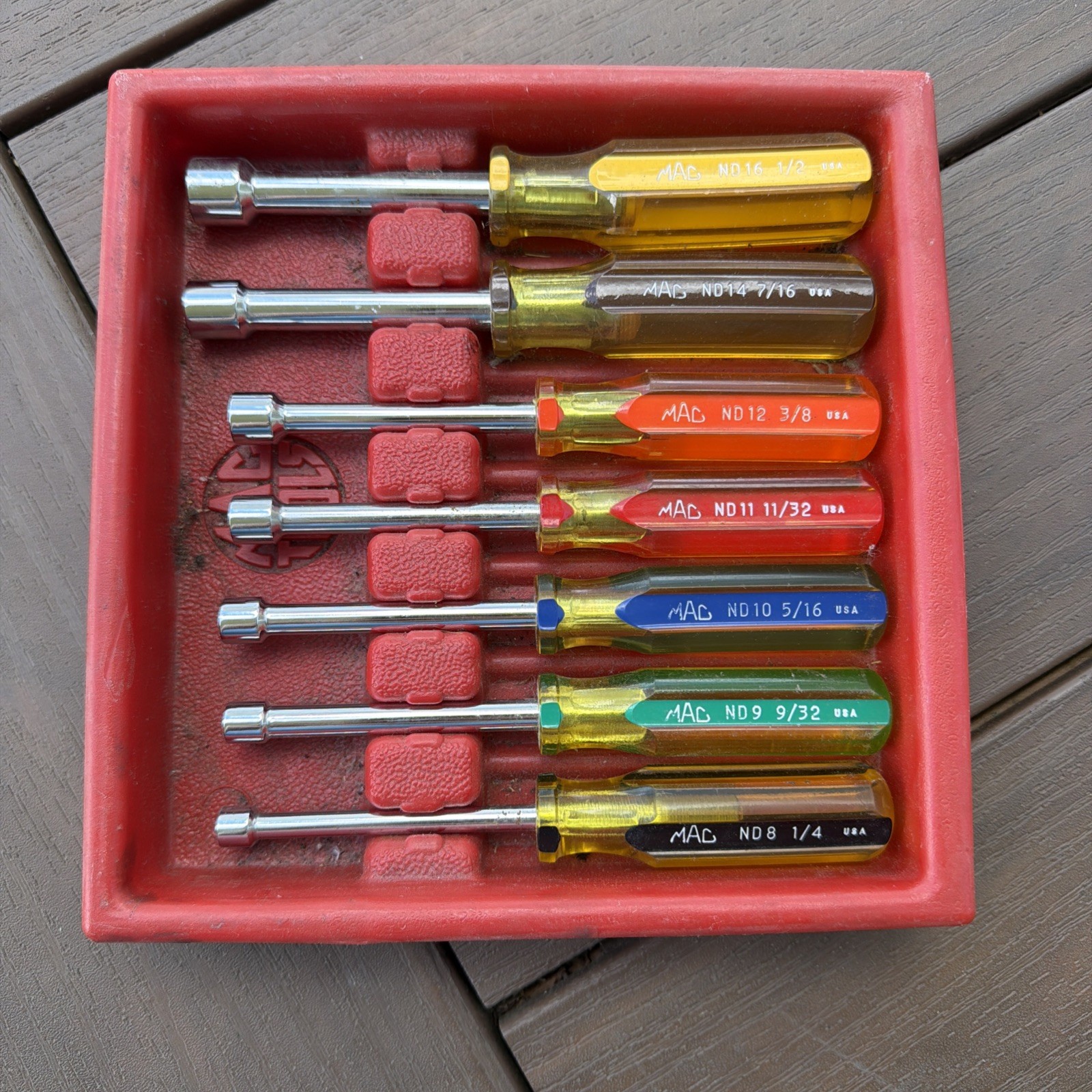 MAC TOOLS 7 PIECE SAE NUT DRIVER SET 1/4 TO 1/2 With Organizer