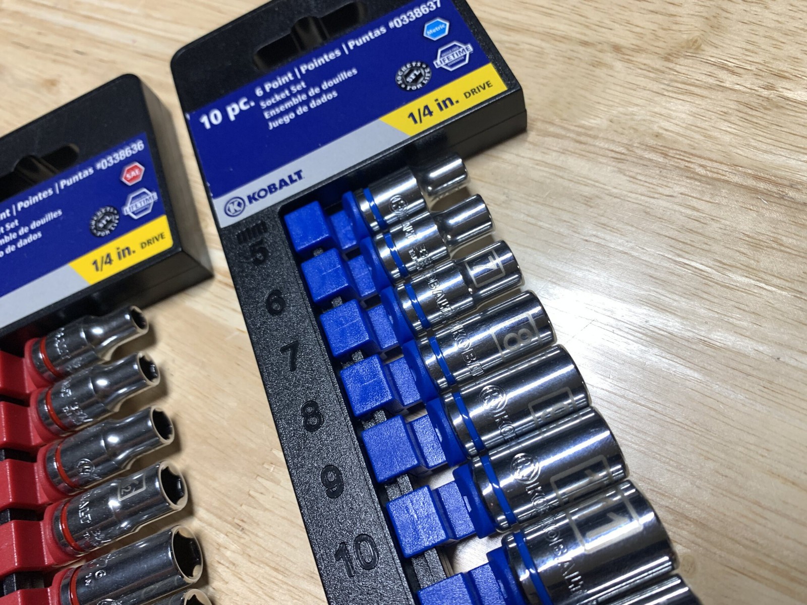 2 New Old Stock Kobalt 1/4″ Drive Socket Sets Metric & SAE 10-piece 6-point