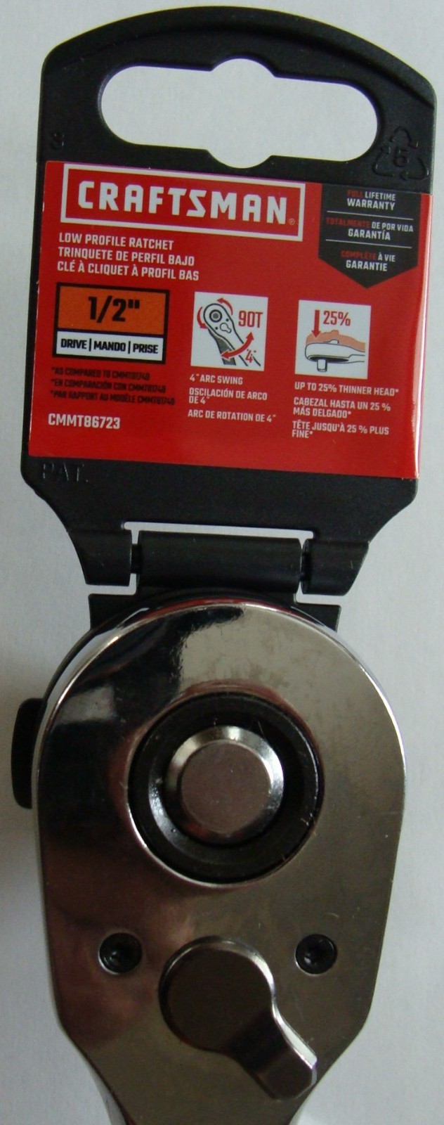 NEW Craftsman 90-Tooth Low Profile 1/2 in. Drive Ratchet Quick Release CMMT86723