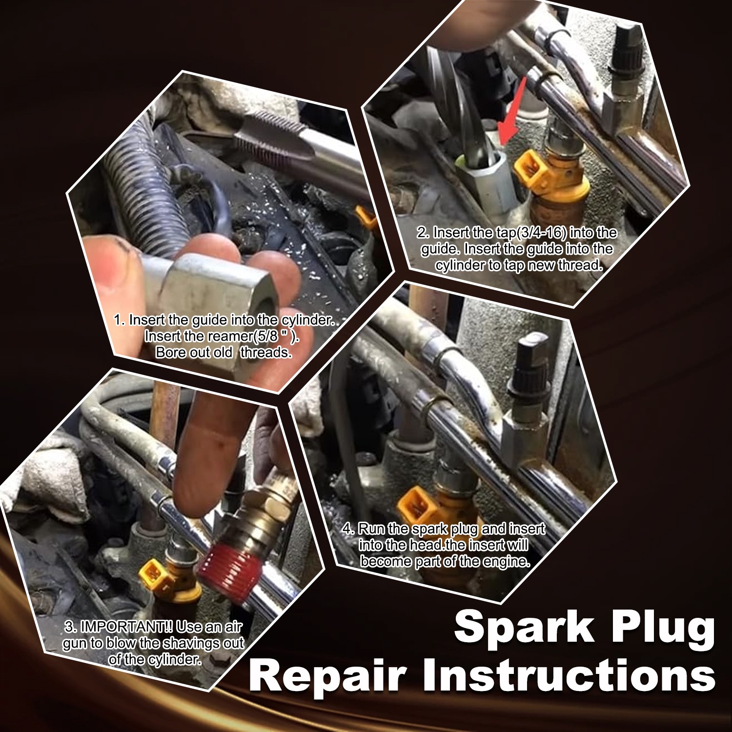 10x Stainless Steel Spark Plug Port Insert Installer Tools for Ford 4. 6L 5. 4L