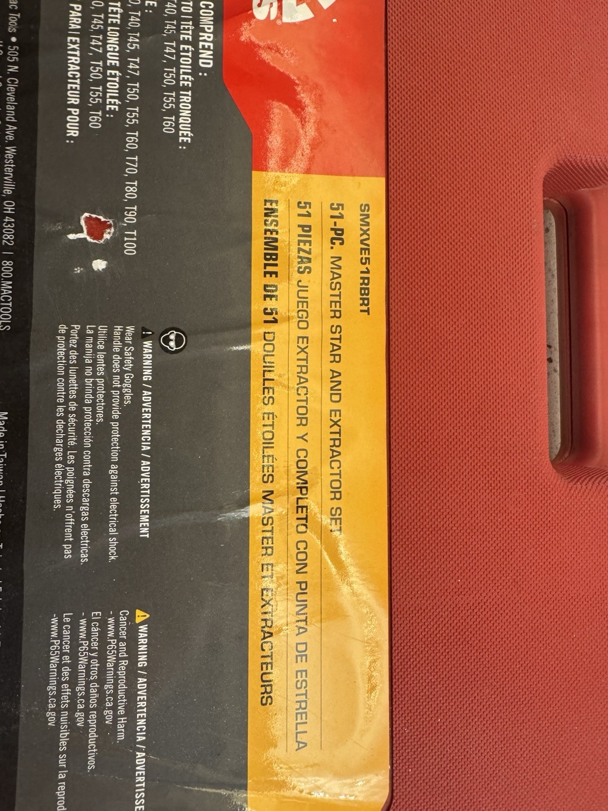 Mac Tools SMXVE51RBRT 51-PC. Master Torx RBRT Star and Extractor Set