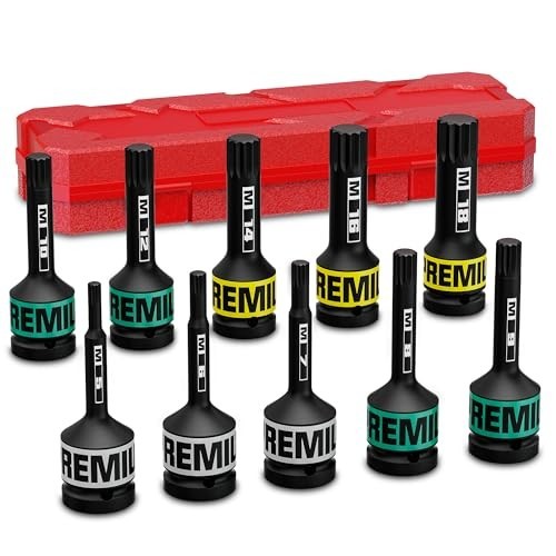 10-Piece 1/2″ Drive Impact Triple Square Bit Socket Set, M5-M18, Cr-Mo Steel