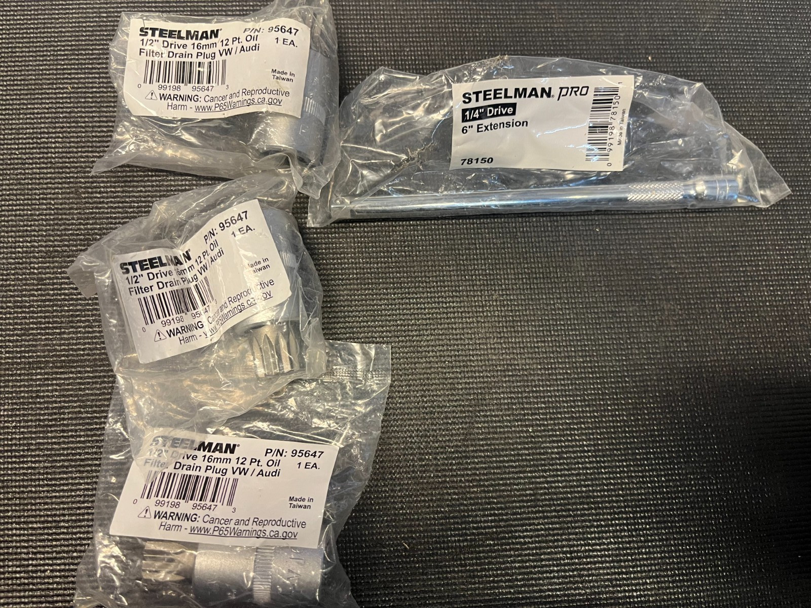 Steelman 16mm Drain Plug Bits Lot of 3 + Steelman Pro 6″ 1/4″ Extension New