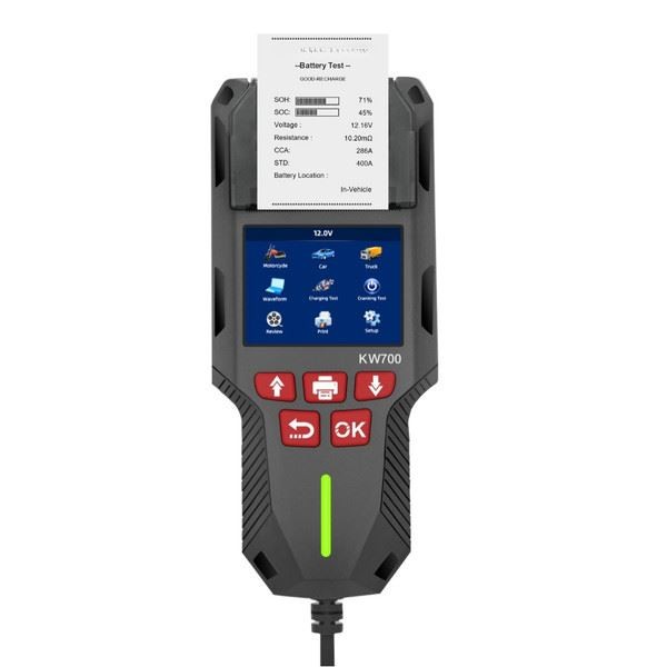 Record Printout For Car Maintenance KW700 Battery Tester Conductance Analyzer
