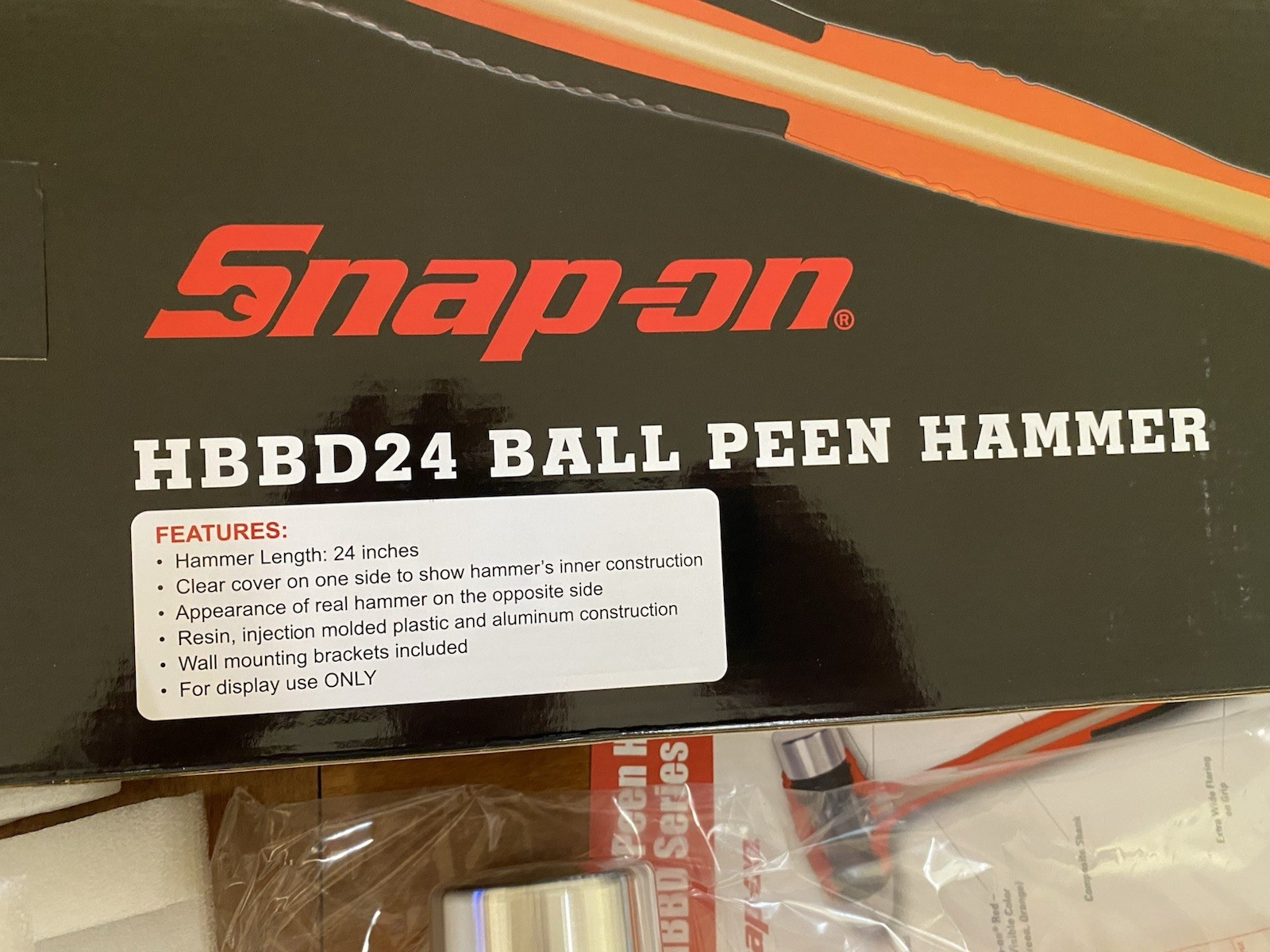 orange huge large 24 demo display promotion tool SNAP ON HBBD24 BALL PEEN HAMMER