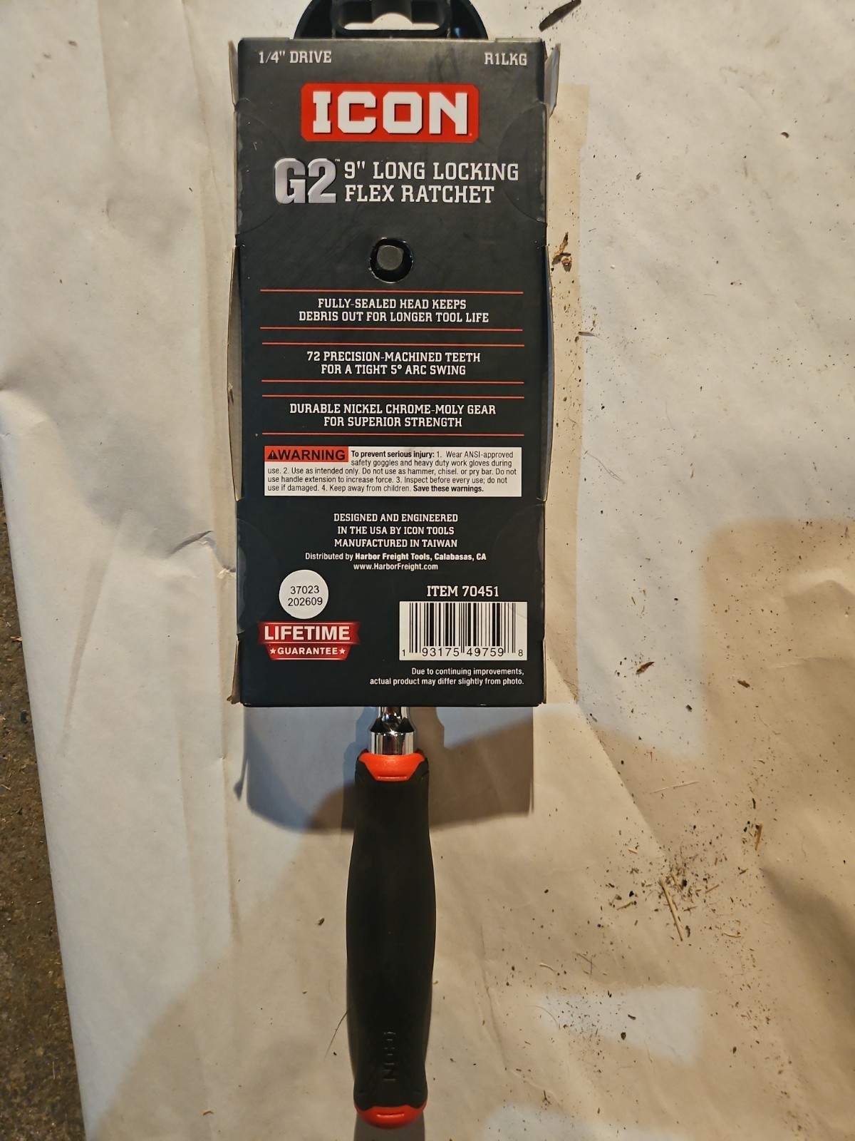 Icon R1LKG 1/4” Drive Ratchet G2 9” Long Locking Flex Ratchet New