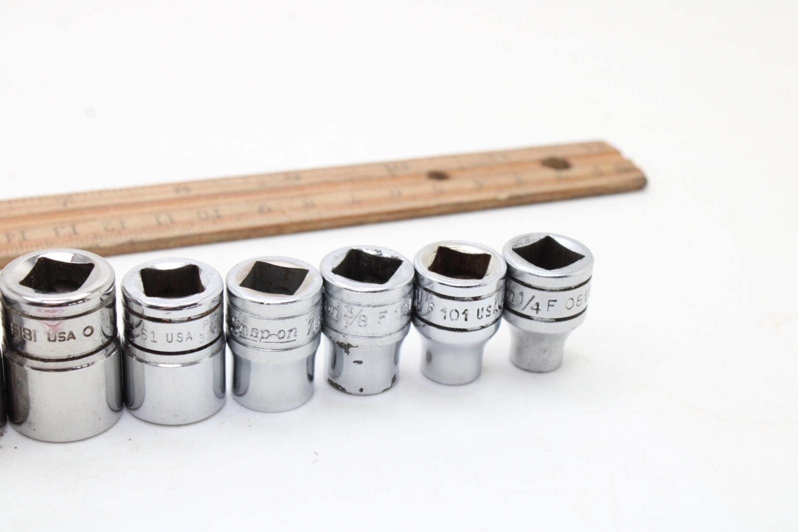 Snap-on F081 – F281 1/4-7/8″ 3/8″ Drive 12 Point 12 Piece SAE Chrome Set USA