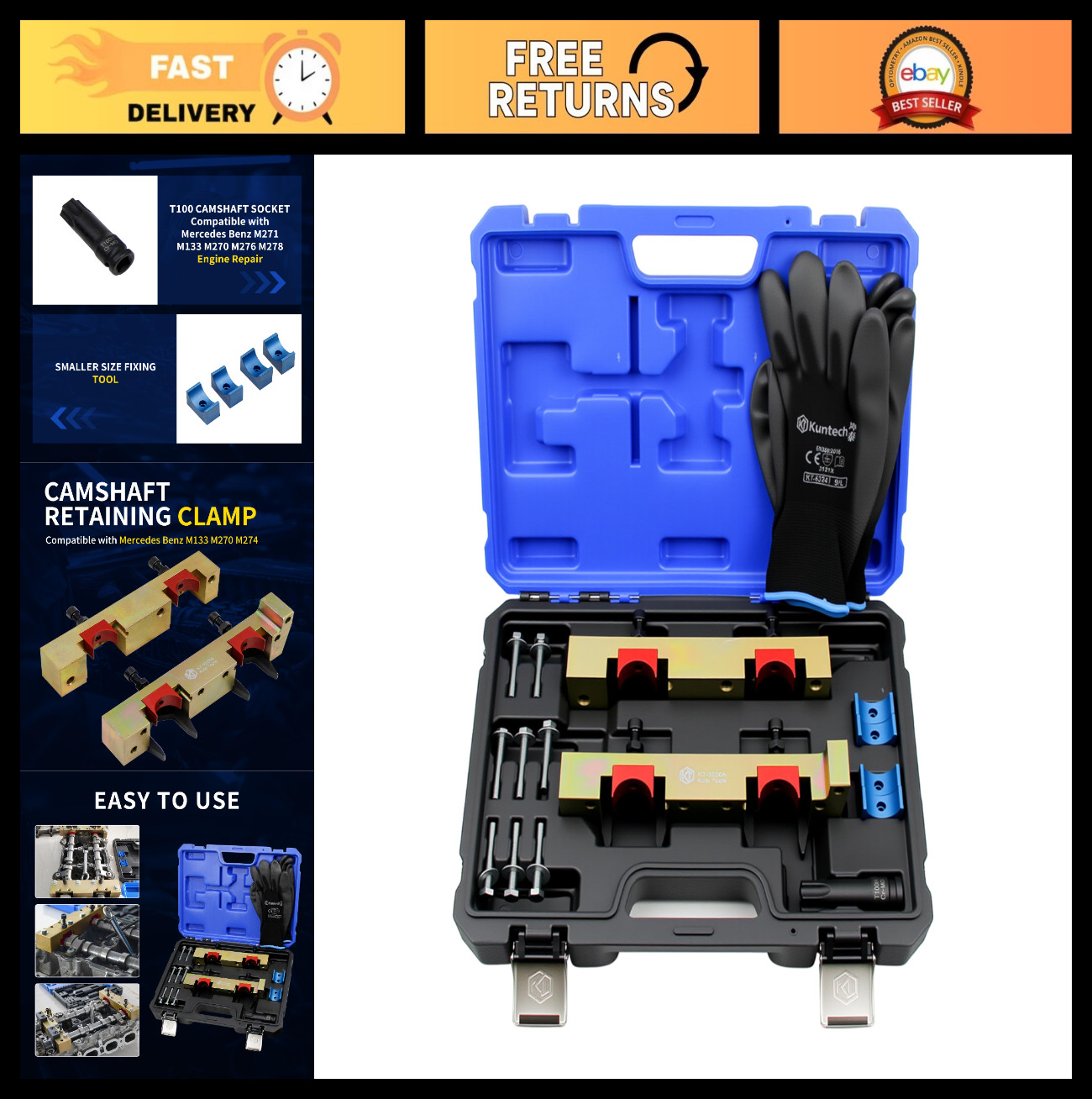 15PCS Engine Timing Tool Kit for Mercedes M133 M270 M274, Camshaft Alignment Set